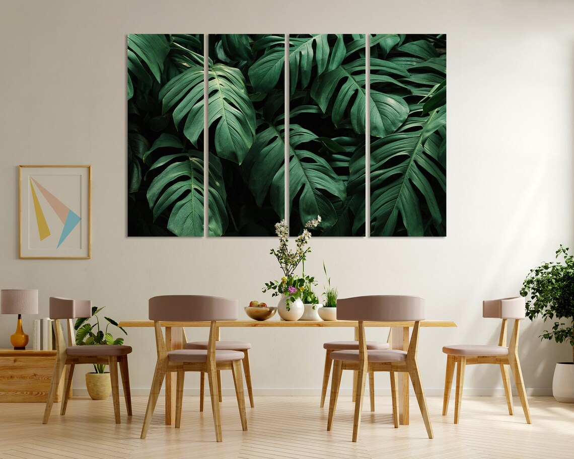 Dark Monstera Leaves Tropical Foliage Moody Green Jungle Art Poster - Image 5