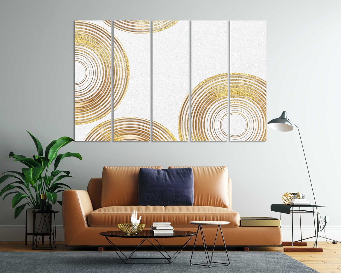 Gold Concentric Circles on White Modern Luxury Abstract Poster - Image 7