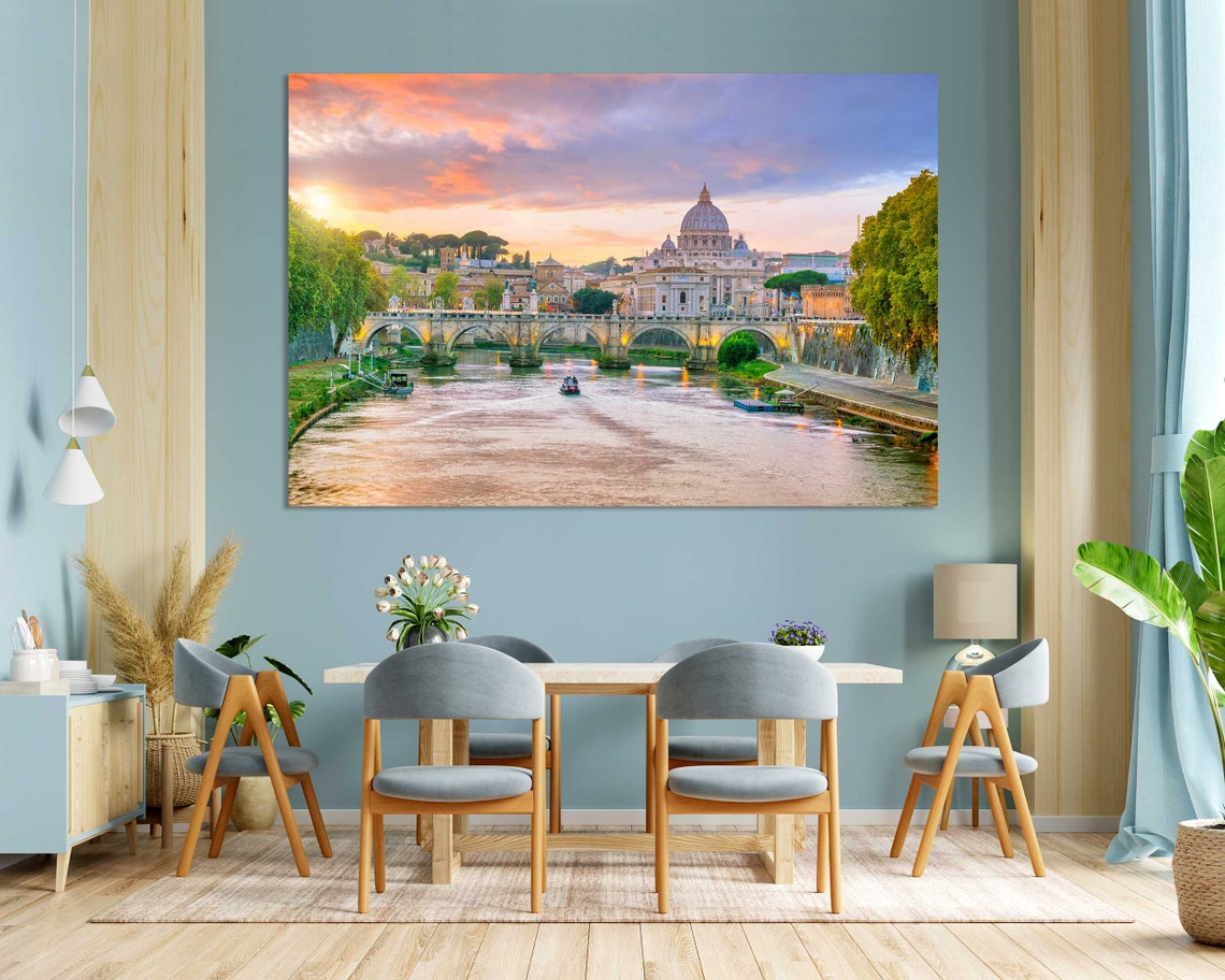 St Peters Basilica Rome Sunset Tiber River Bridge Vatican Poster - Image 4