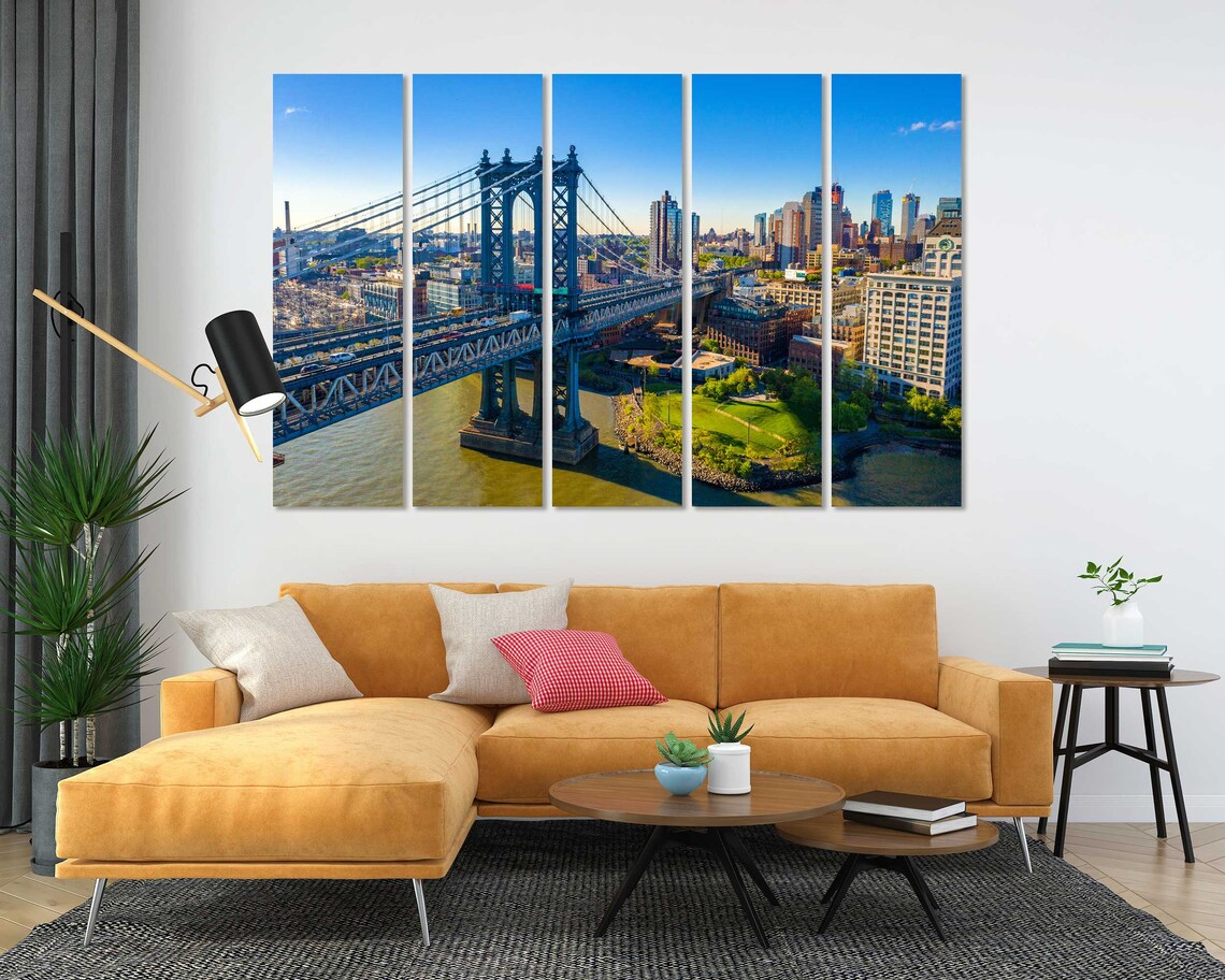 Manhattan Bridge New York City Aerial Skyline East River View Poster - Image 5