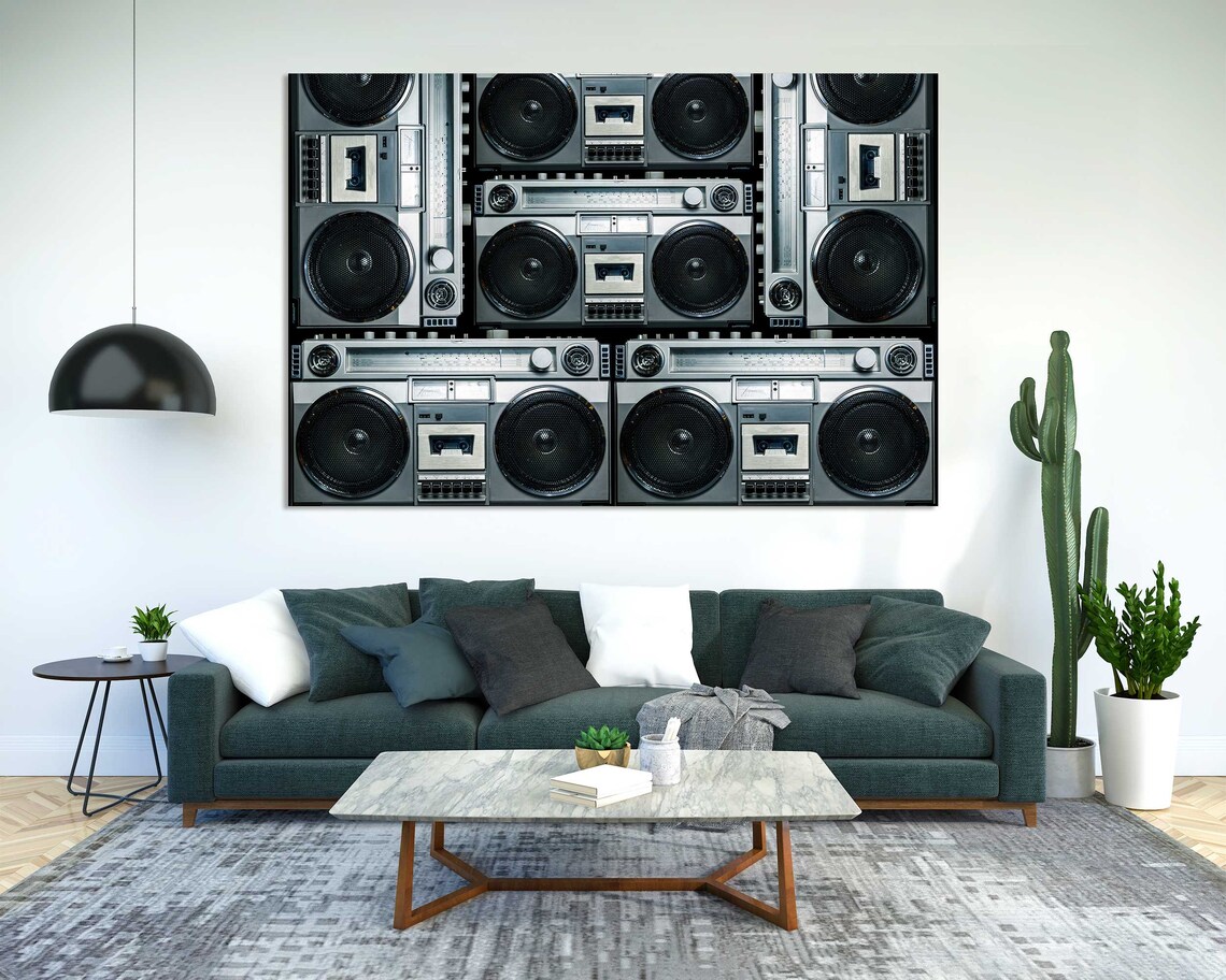 Vintage Boombox Collage Retro Hip Hop Music Room Wall Decor Poster - Image 2