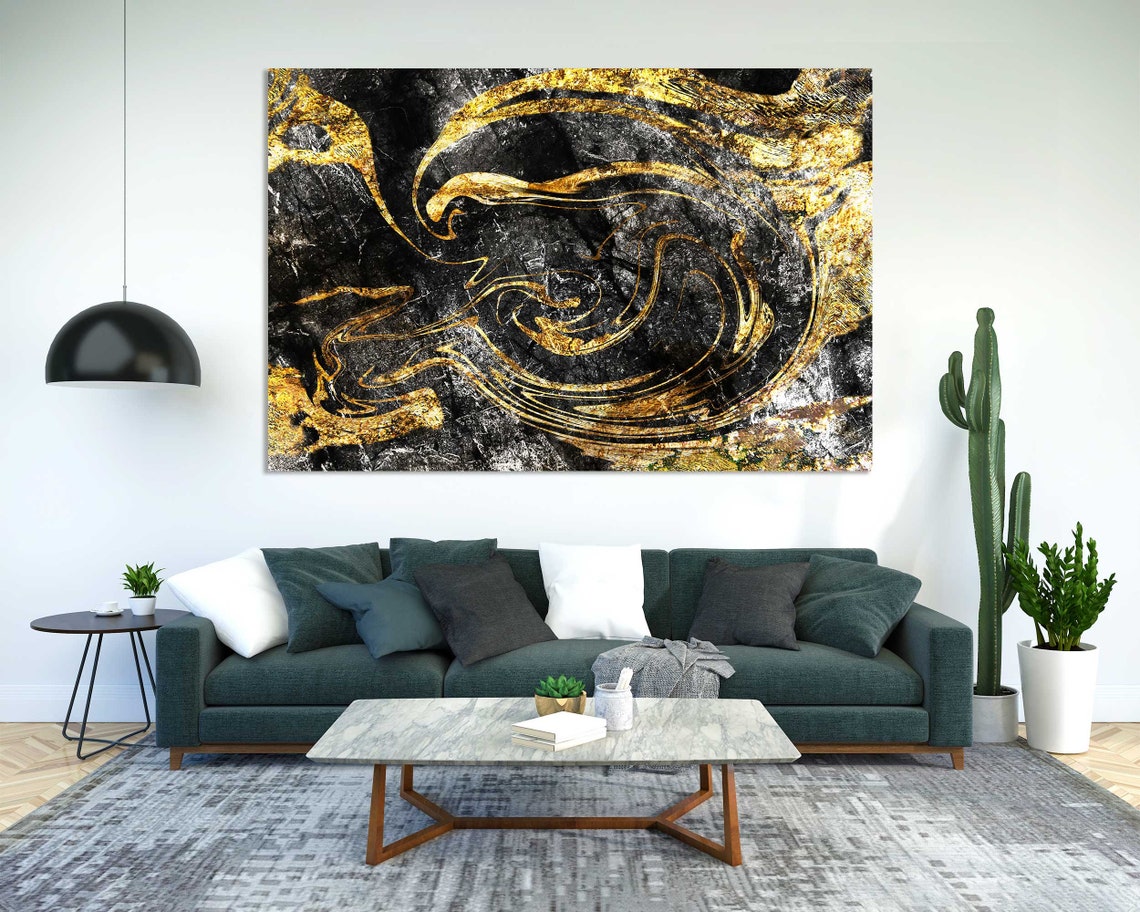 Black Gold Marble Swirl Abstract Luxury Living Room Wall Decor Poster - Image 3