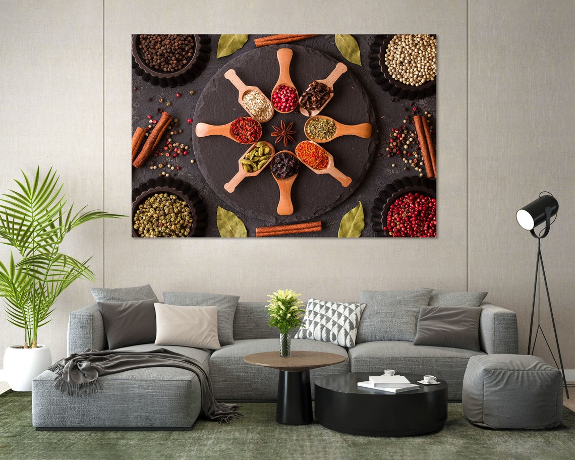 Colorful Spices Wooden Spoons Circle Top Down Kitchen Art Poster - Image 7