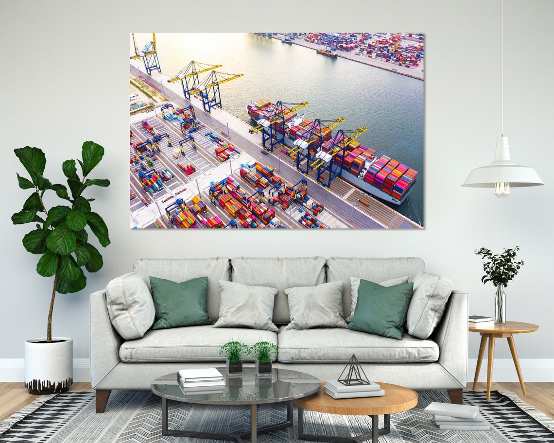 Aerial Container Port Cranes Cargo Ship Five Panel Logistics Poster - Image 8