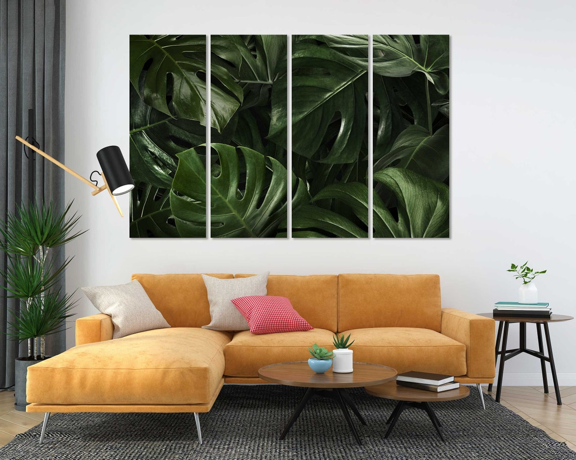 Dark Green Monstera Leaves Lush Tropical Foliage Botanical Wall Print - Image 5
