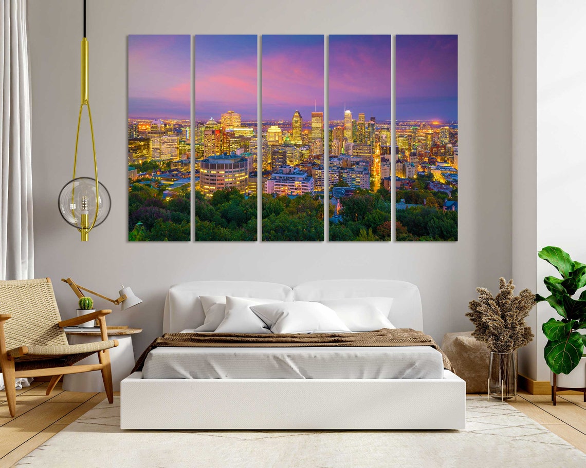 Montreal Canada Panoramic Skyline At Night With Colorful Sky Poster - Image 6