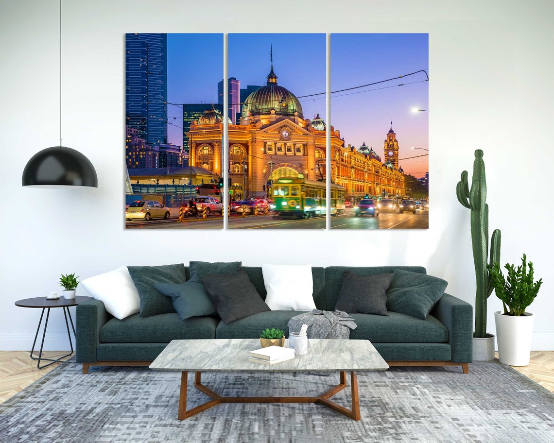 Melbourne Flinders Street Station Dusk Tram Cityscape Travel Poster - Image 2