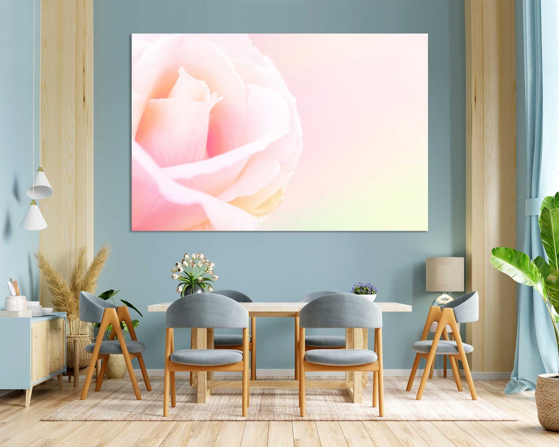 Pink Rose Bloom Soft Petal Close Up Pastel Botanical Wall Poster - Image 3
