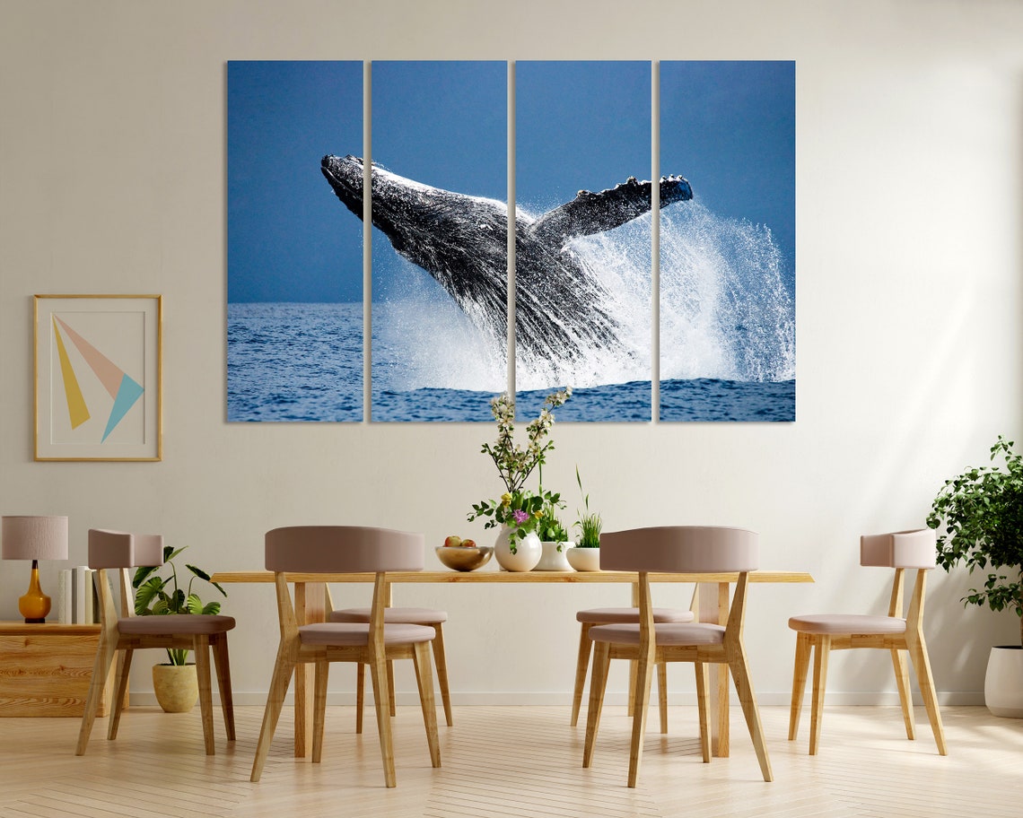 Humpback Whale Breaching Ocean Splash Blue Sea Wildlife Wall Poster - Image 6