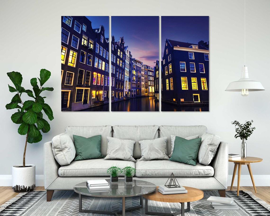 Amsterdam Canal Night City Lights Old Town Houses Travel Poster - Image 8