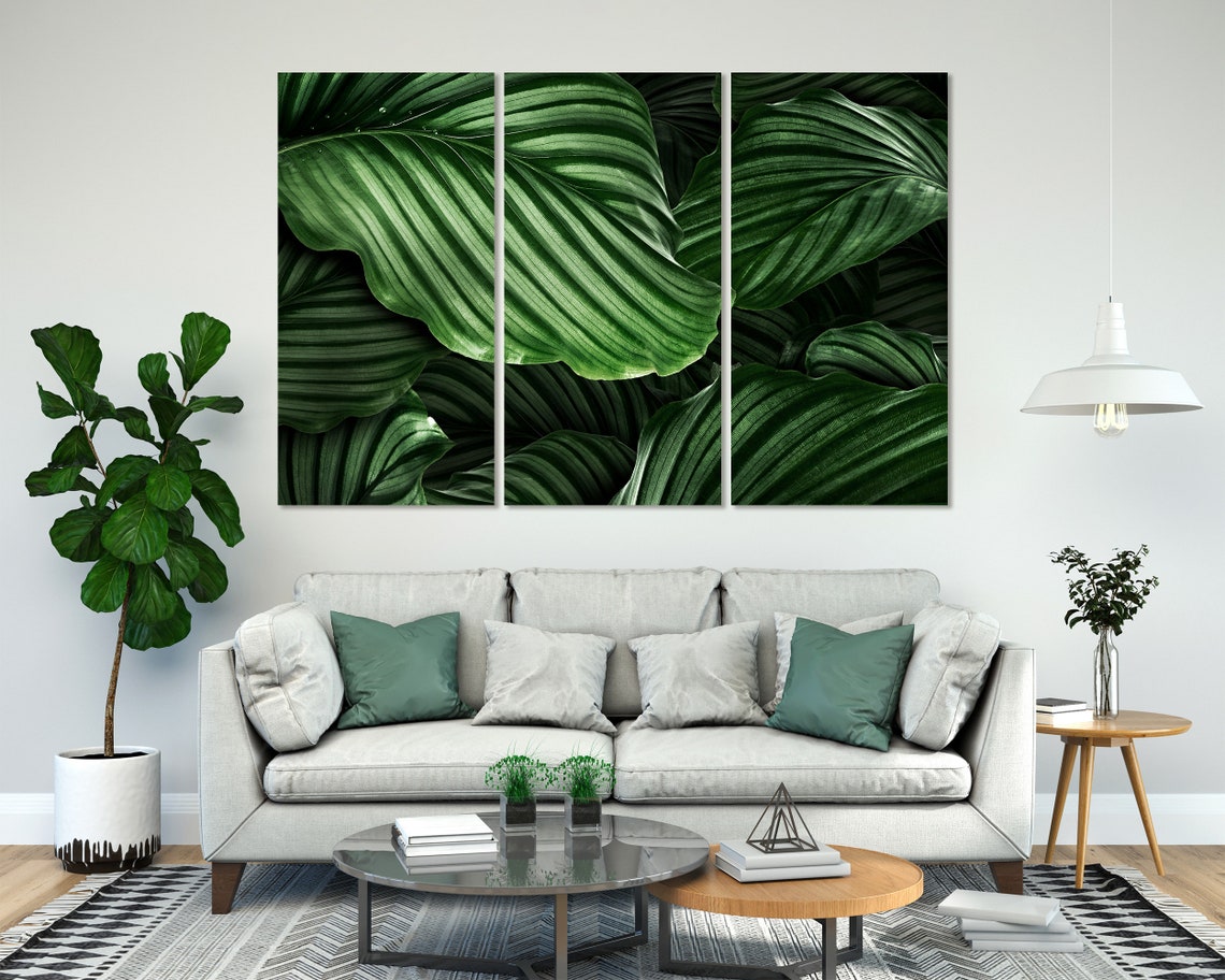 Calathea Striped Green Leaves Close Up Elegant Botanical Art Poster - Image 3