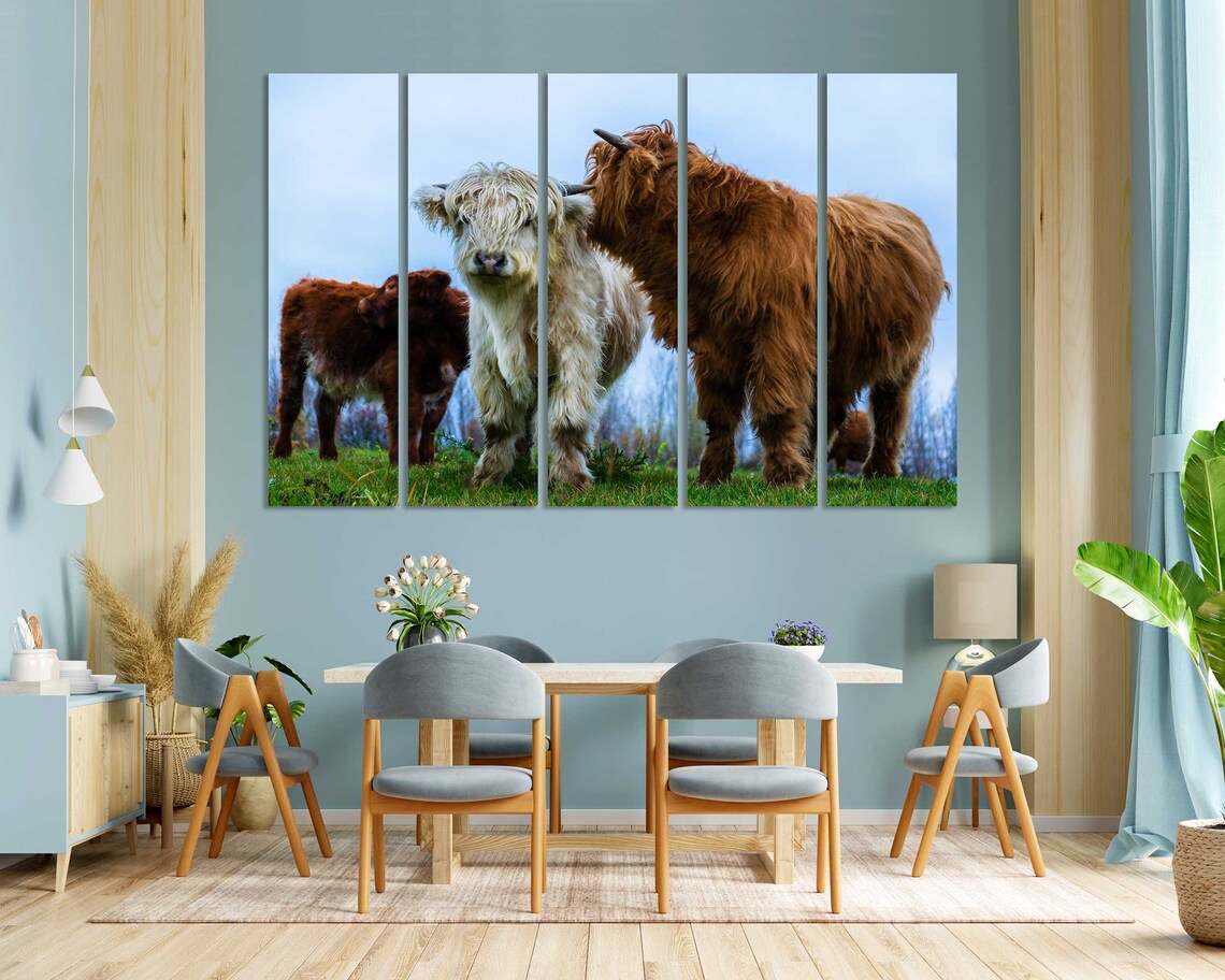 Highland Cows Herd Farm Field Shaggy Scottish Cattle Animal Poster - Image 2