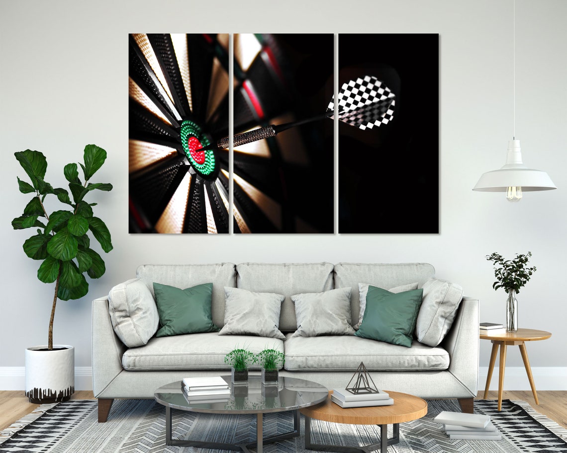 Dart Hitting Bullseye Black Background Target Focus Photography Poster - Image 8
