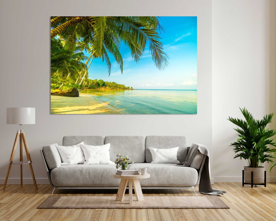 Tropical Island Paradise Beach Palm Trees Turquoise Sea Wall Poster