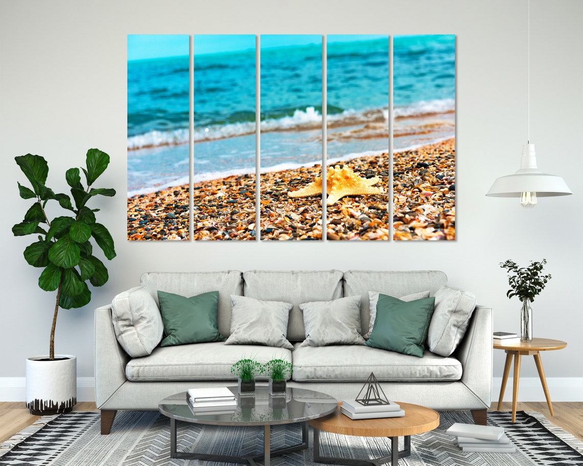Starfish On Pebble Beach Turquoise Wave Summer Coastal Art Poster - Image 7