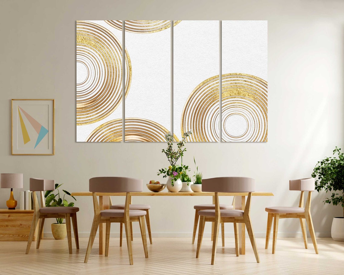 Gold Concentric Circles on White Modern Luxury Abstract Poster - Image 6
