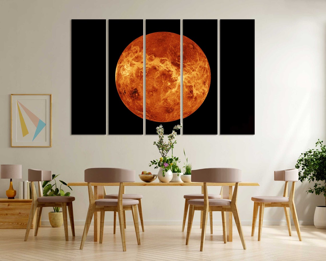 Planet Venus Close Up Fiery Orange Surface in Deep Space Art Print - Image 6