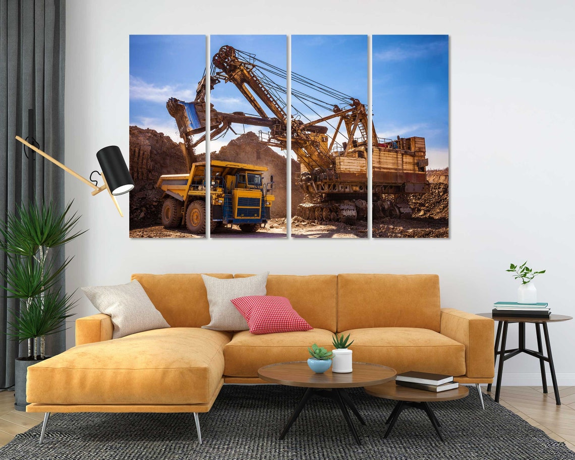 Giant Mining Excavator Loading Dump Truck Open Pit Five Panel Poster - Image 4
