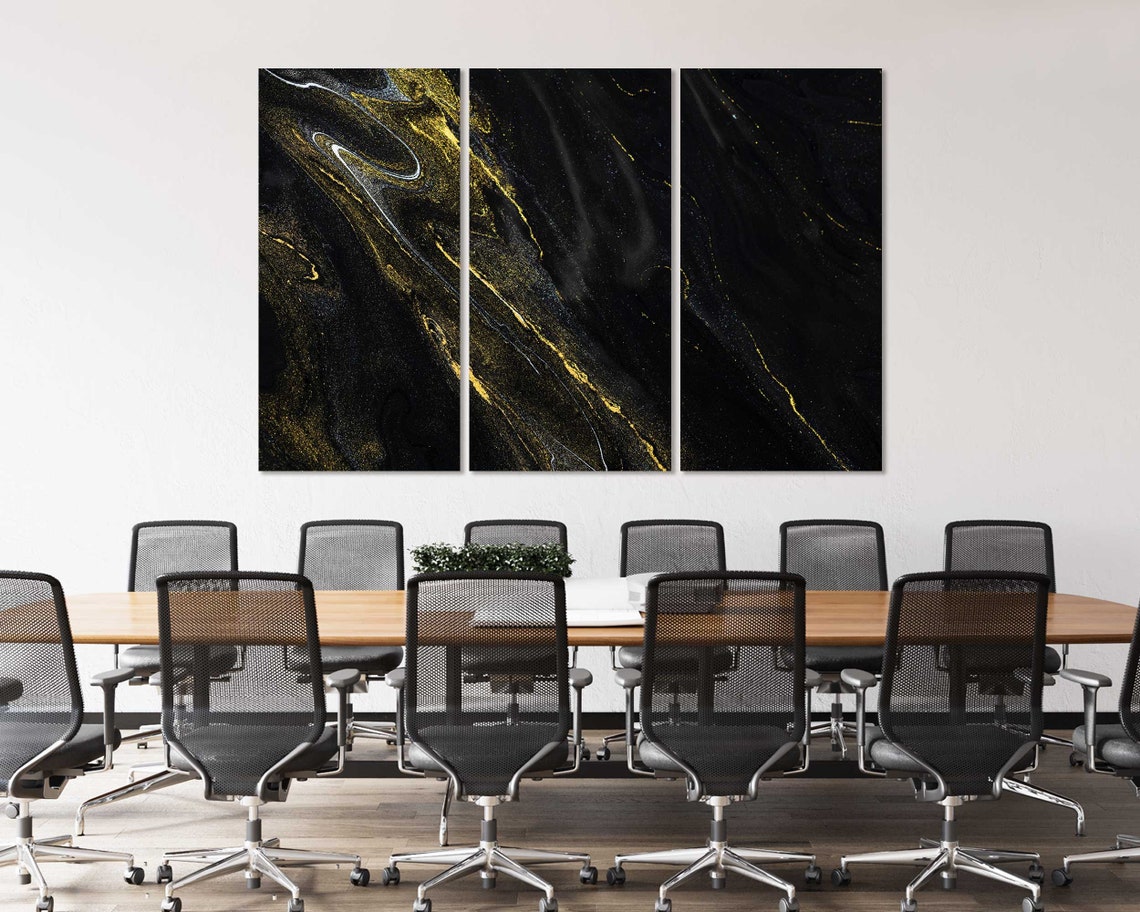 Black Gold Marble Swirl Luxury Abstract Dark Background Wall Poster - Image 4