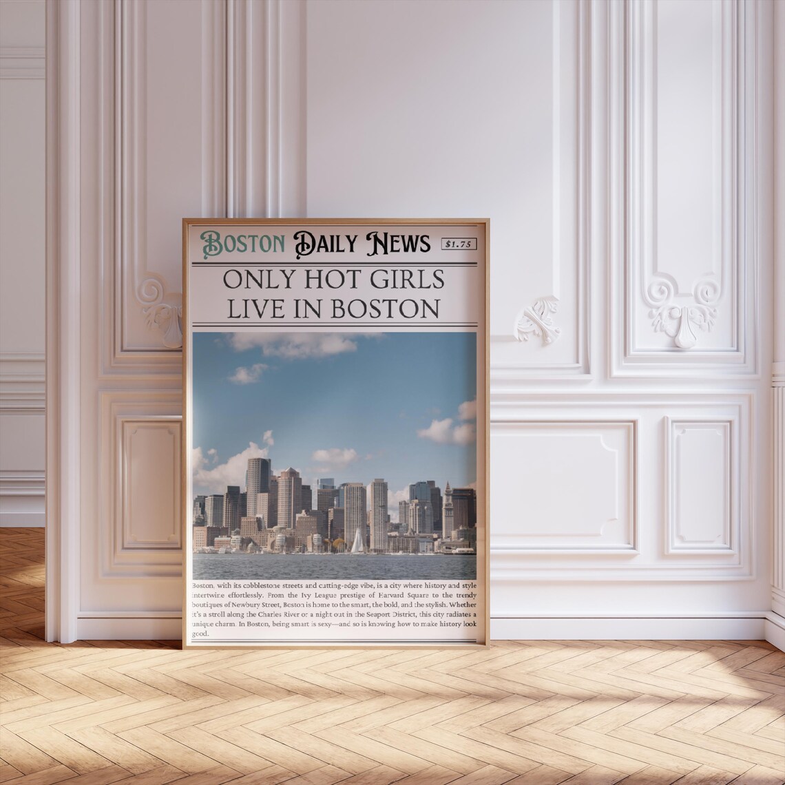 Only Hot Girls Live In Boston Newspaper Skyline Photo City Poster - Image 2