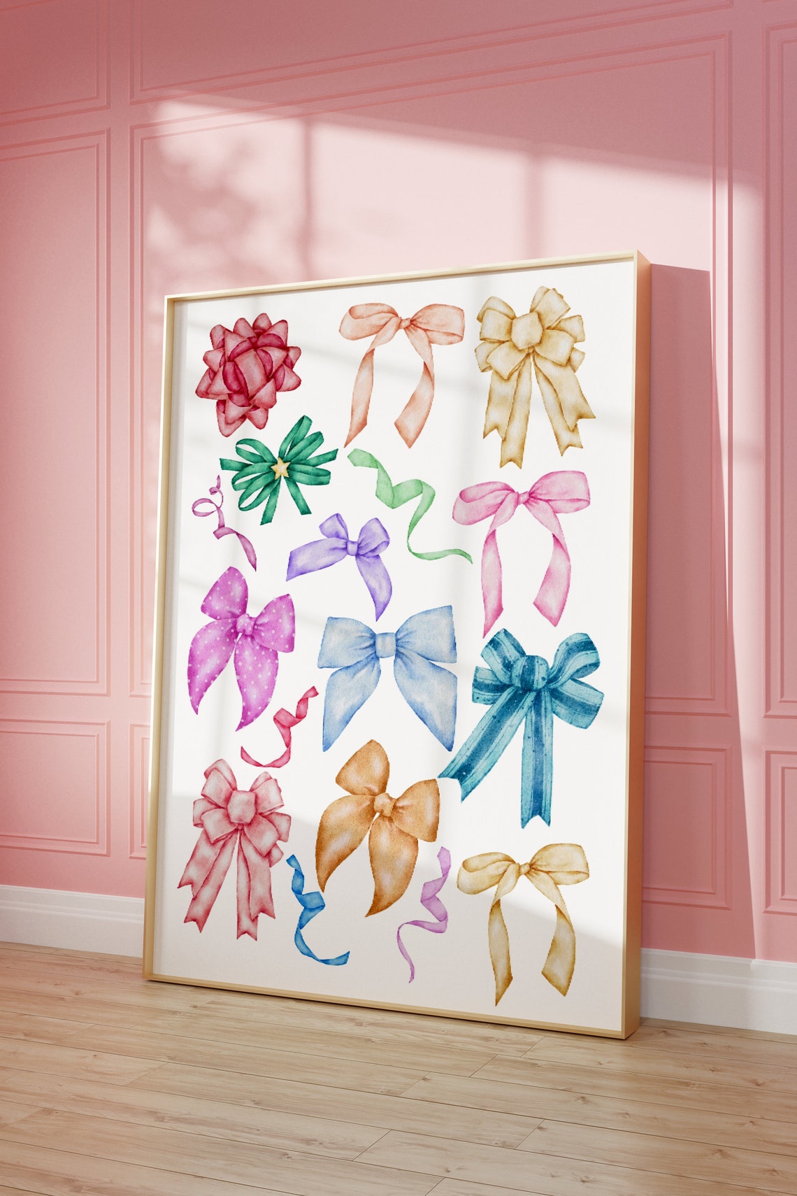 Watercolor Bows Coquette Balletcore Trendy Girly Room Decor Poster - Image 2