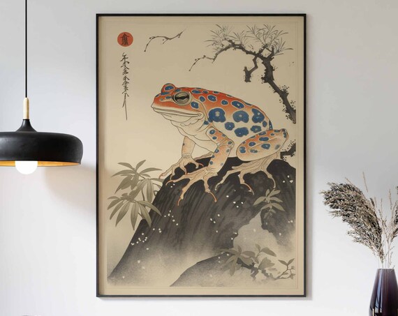 Matsumoto Hoji Colorful Frog Japanese Woodblock Art Decor Poster