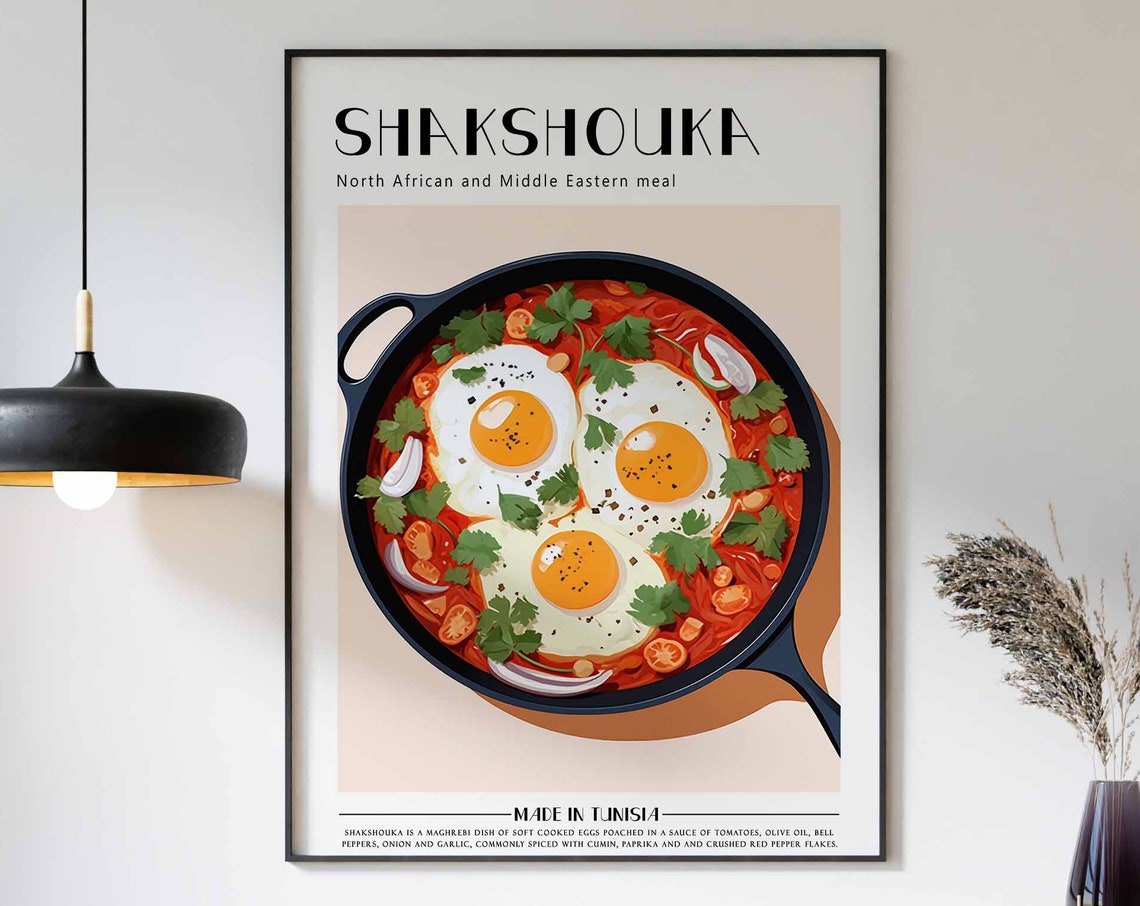 Shakshouka Eggs Tomato Skillet Tunisia North African Food Gift Poster