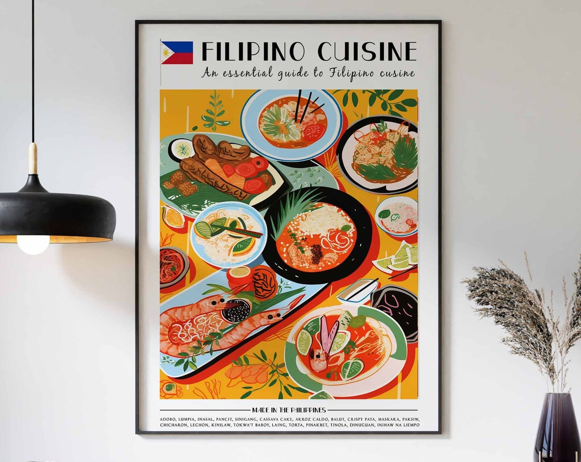 Food Print Filipino Food Poster Food Art Kitchen Decor Retro Wall Decor Kitchen Wall Art Vintage Filipino Food Wall Art Large Print