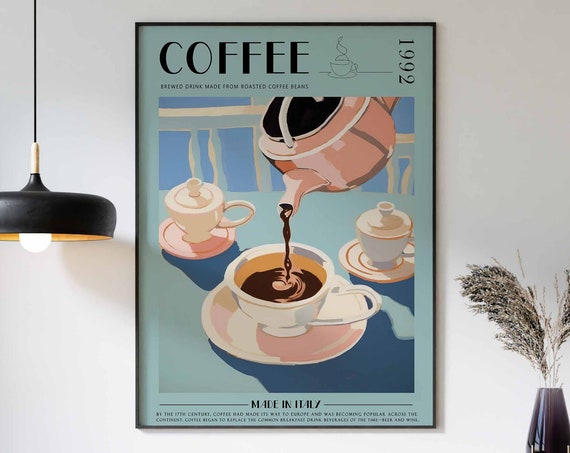 Coffee Print Kitchen Decor Coffee Poster Coffee Art Coffee Lovers Gift Coffee Wall Decor Retro Wall Decor Vintage Decor