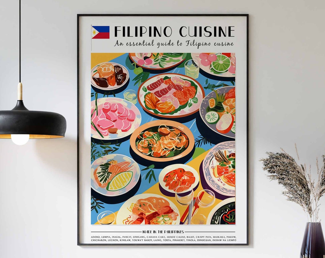 Food Print Filipino Food Poster Food Art Kitchen Decor Retro Wall Decor Kitchen Wall Art Vintage Filipino Food Wall Art Large Print