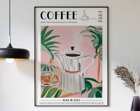 Coffee Print Kitchen Decor Coffee Poster Coffee Art Coffee Lovers Gift Coffee Wall Decor Retro Wall Decor Vintage Decor