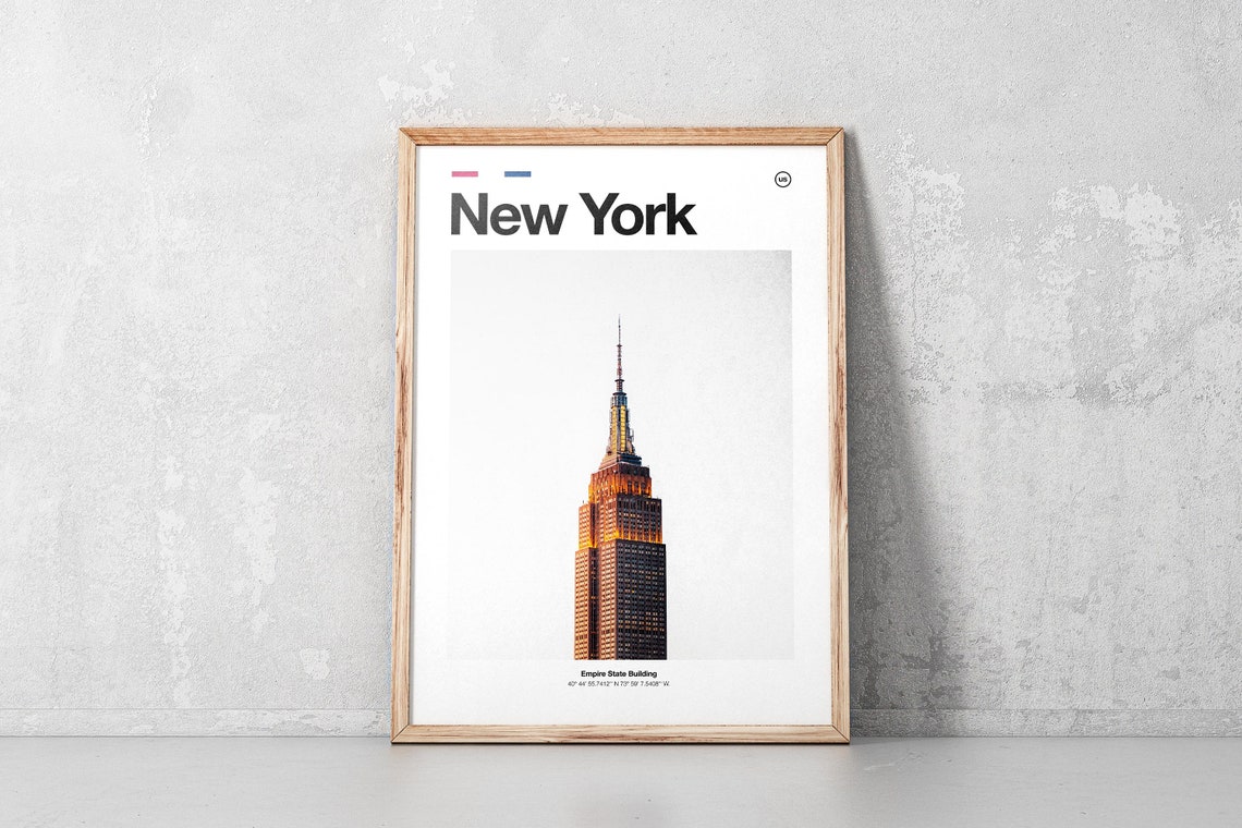 New York Empire State Building Minimalist Coordinate Cityscape Poster - Image 5