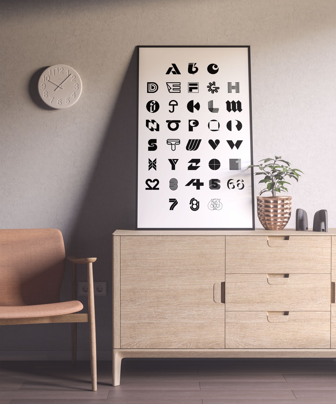 Stylized Alphabet Letterforms Black On White Designer Typeface Poster - Image 7