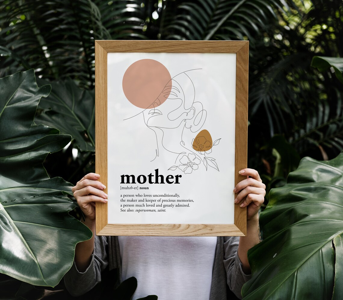 Mother Definition Floral Line Art Portrait Sentimental Quote Poster - Image 5