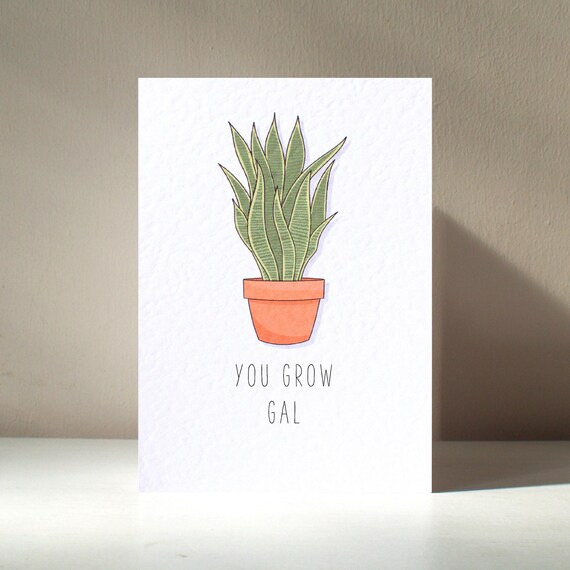 You Grow Gal Snake Plant Houseplant Pun Card Funny Design Poster