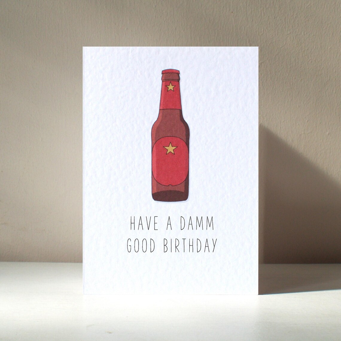 Have A Damm Good Birthday Star Beer Bottle Pun Card Poster Art