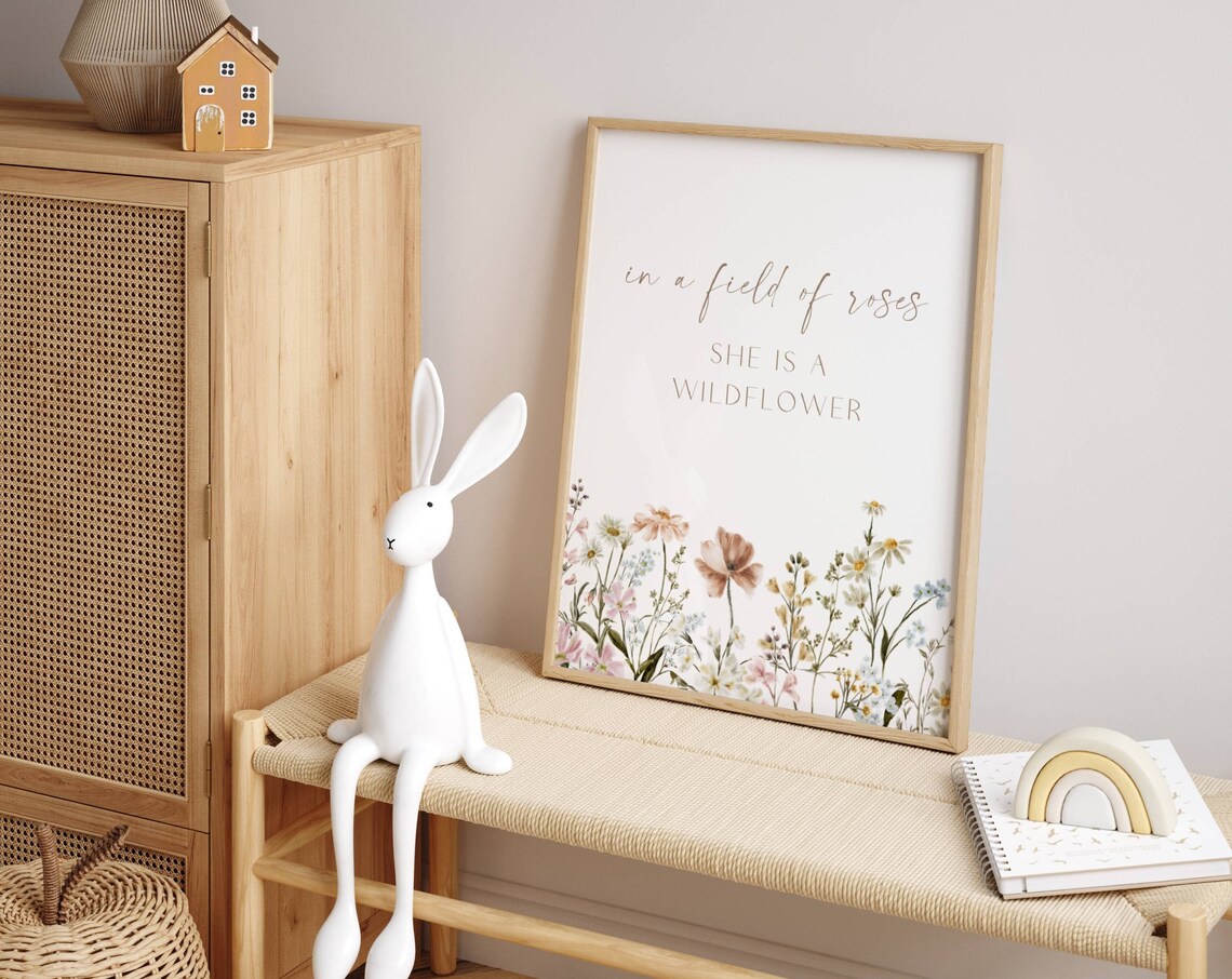 In a Field of Roses She Is a Wildflower Botanical Girl Poster