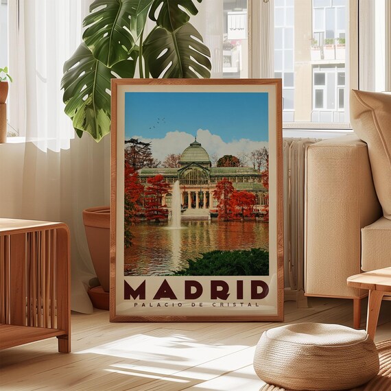 Madrid Palacio De Cristal Vintage Spain Travel Landmark Poster