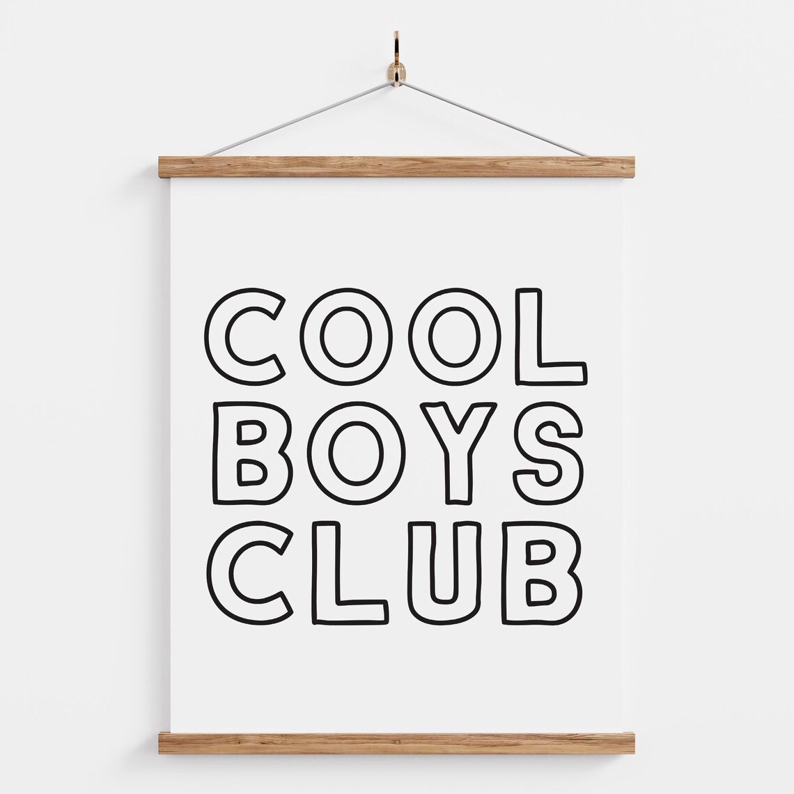 Cool Boys Club Black Outline Block Letter Modern Boys Room Print - Image 2