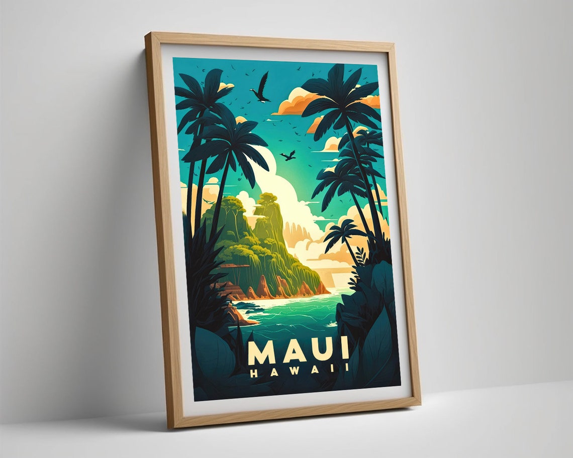 Hawaii Maui Travel Poster Hawaii Maui Wall Art Print Hawaii Maui Painting Hawaii Illustration Hawaii Maui Watercolor Home Decor - Image 5