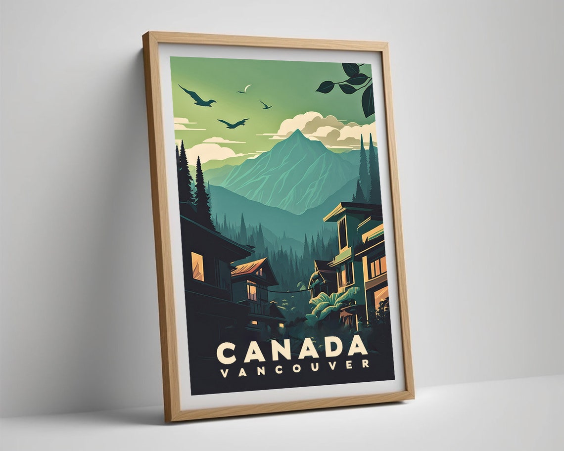 Canada Vancouver Mountain Cabin Forest Retro Travel Poster Art - Image 5