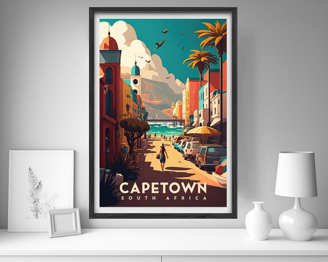 Capetown South Africa Travel Poster Capetown South Africa Wall Art Print Capetown Painting Illustration Capetown Watercolor Decor - Image 4