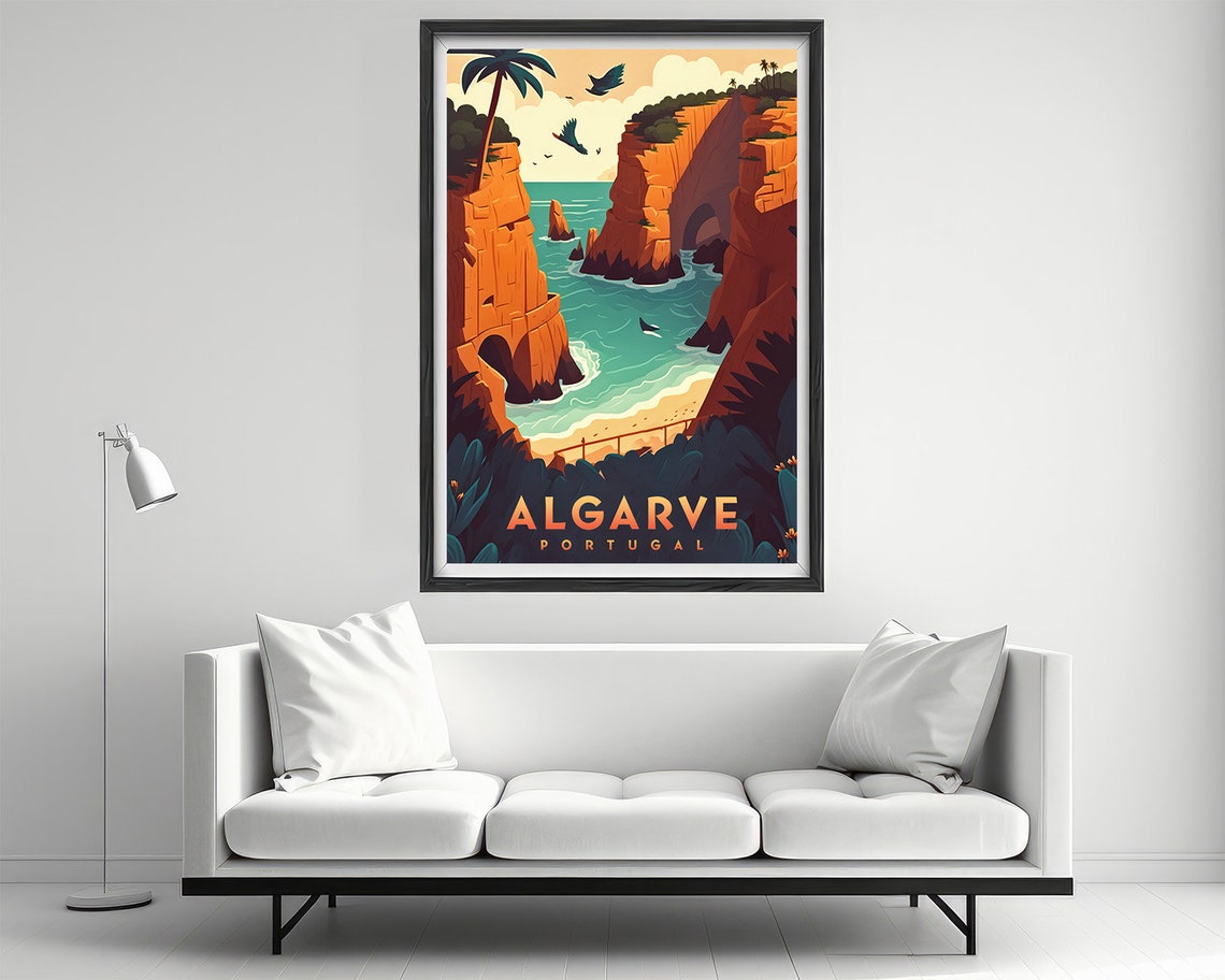 Algarve Portugal Travel Poster Algarve Portugal Wall Art Print Algarve Portugal Painting Illustration Algarve Portugal Watercolor - Image 2