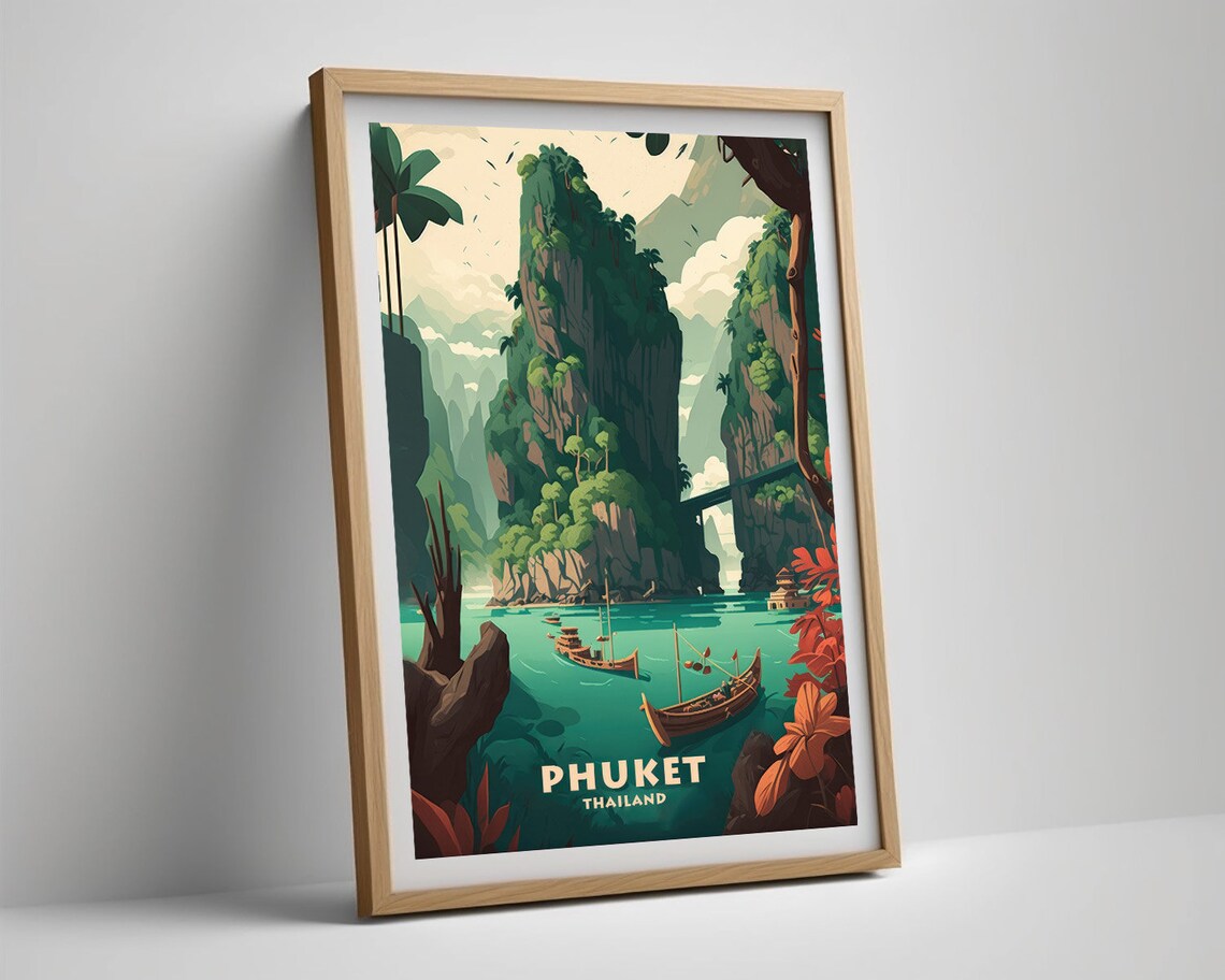 Phuket Thailand Travel Poster, Phang Na Bay Art Print - Image 5