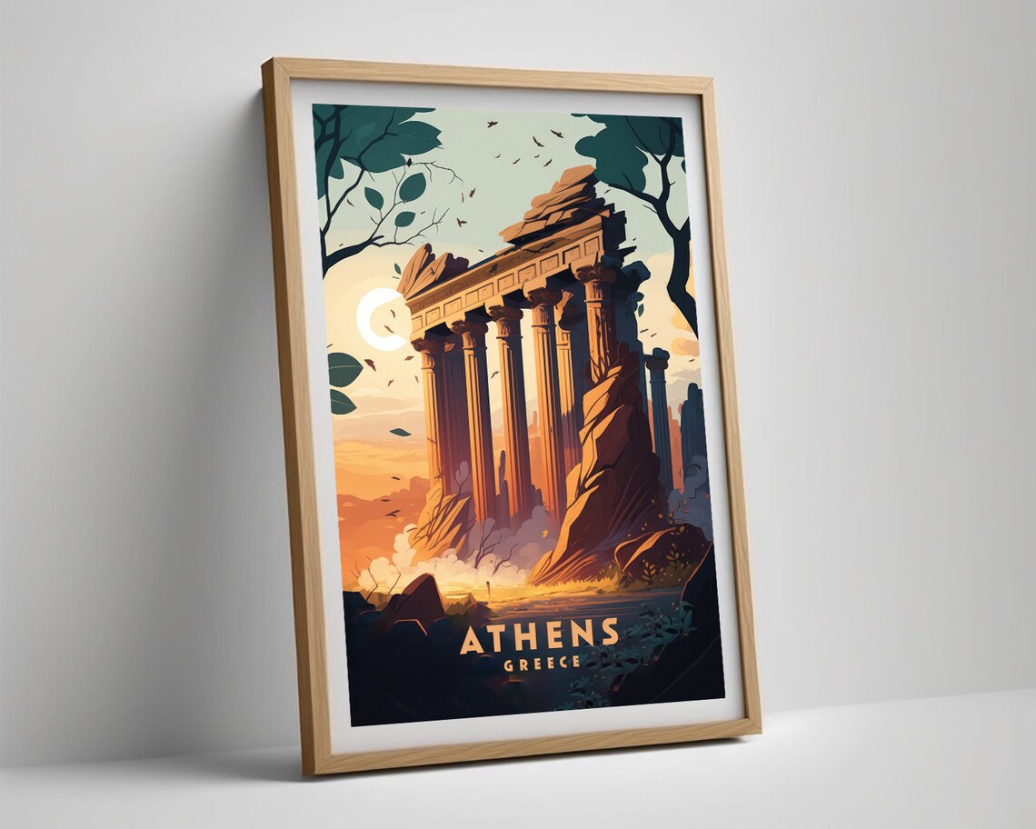 Athens Greece Travel Poster, European Wall Art Print - Image 5