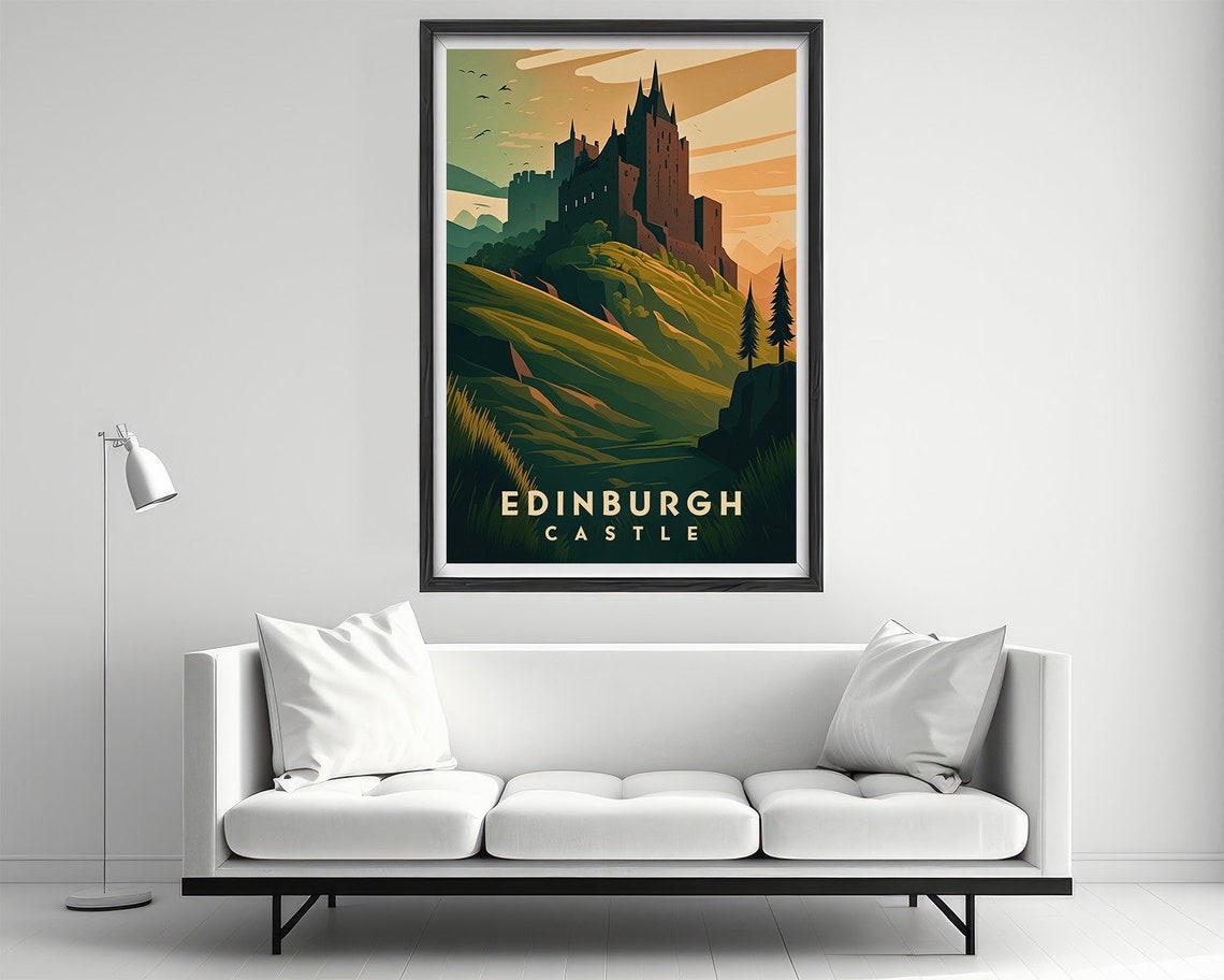 Edinburgh Castle Scotland Travel Poster Scotland Edinburgh Castle Wall Art Print Scotland Painting Illustration Uk Watercolor Art - Image 2