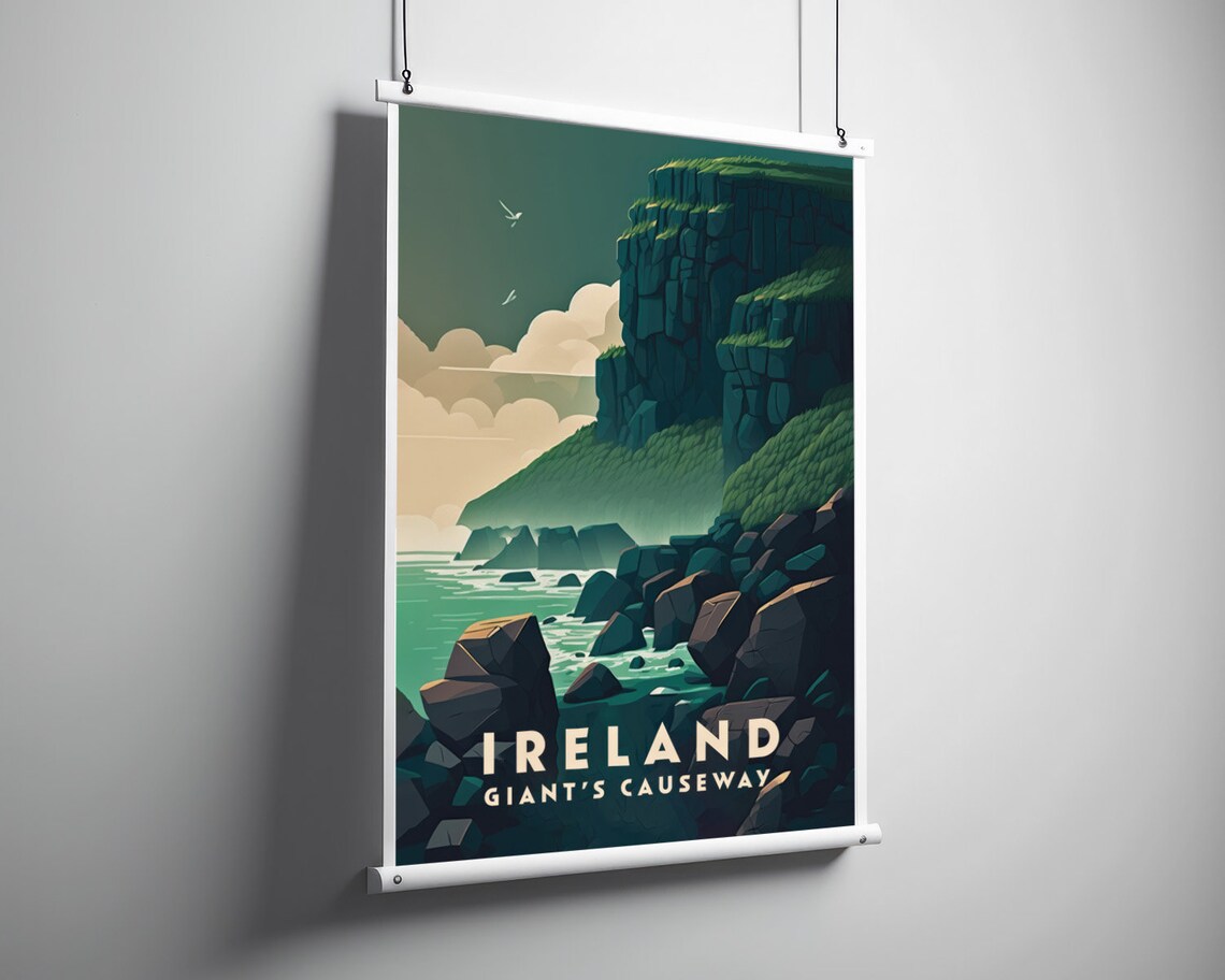 Ireland Giants Causeway Watercolor Travel Poster - Image 3