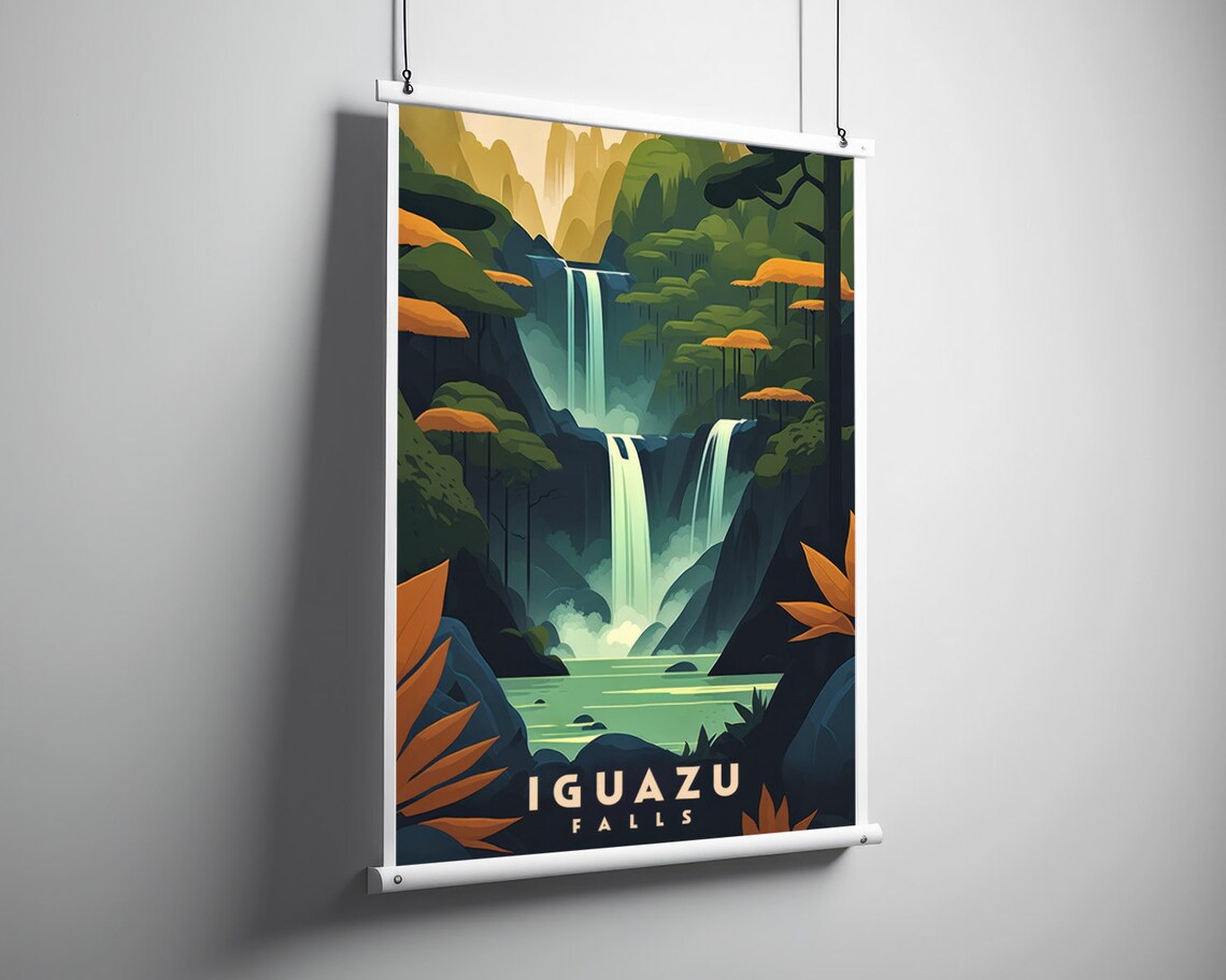 Iguazu Falls Vintage Travel Poster Jungle Waterfall Rainforest - Image 3