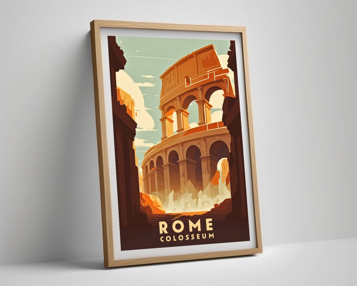 Rome Colosseum Travel Poster Rome Colosseum Wall Art Print Rome Colosseum Painting Rome Colosseum Illustration Rome Watercolor Art - Image 3