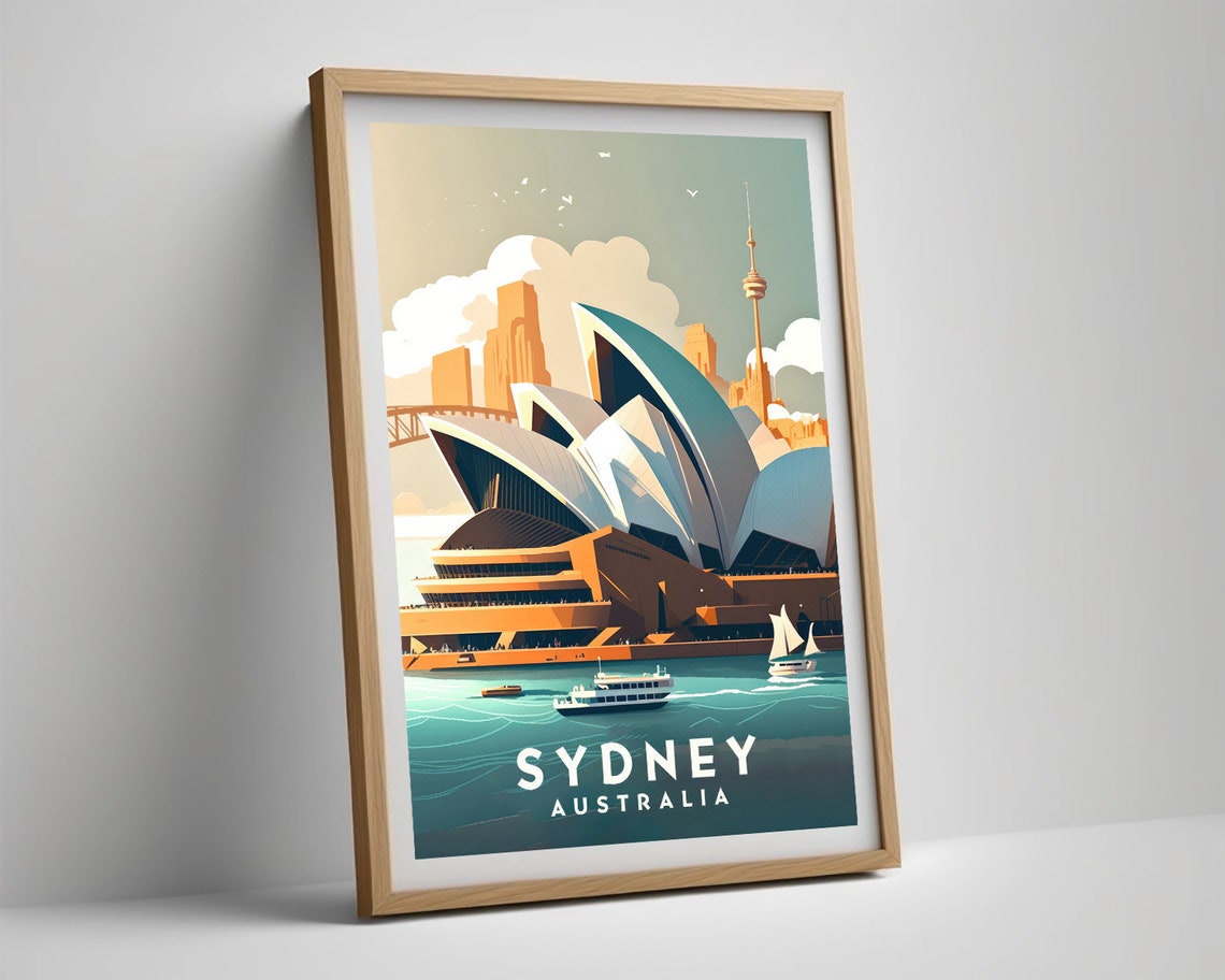 Sydney Australia Opera House Harbor Skyline Vintage Travel Poster - Image 5